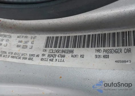 2008 Chrysler Sebring Lx from USA, damaged, VIN 1C3LC45K18N632806